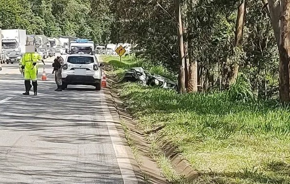 Filha morre e mãe fica ferida após carro bater em árvore na BR-040 