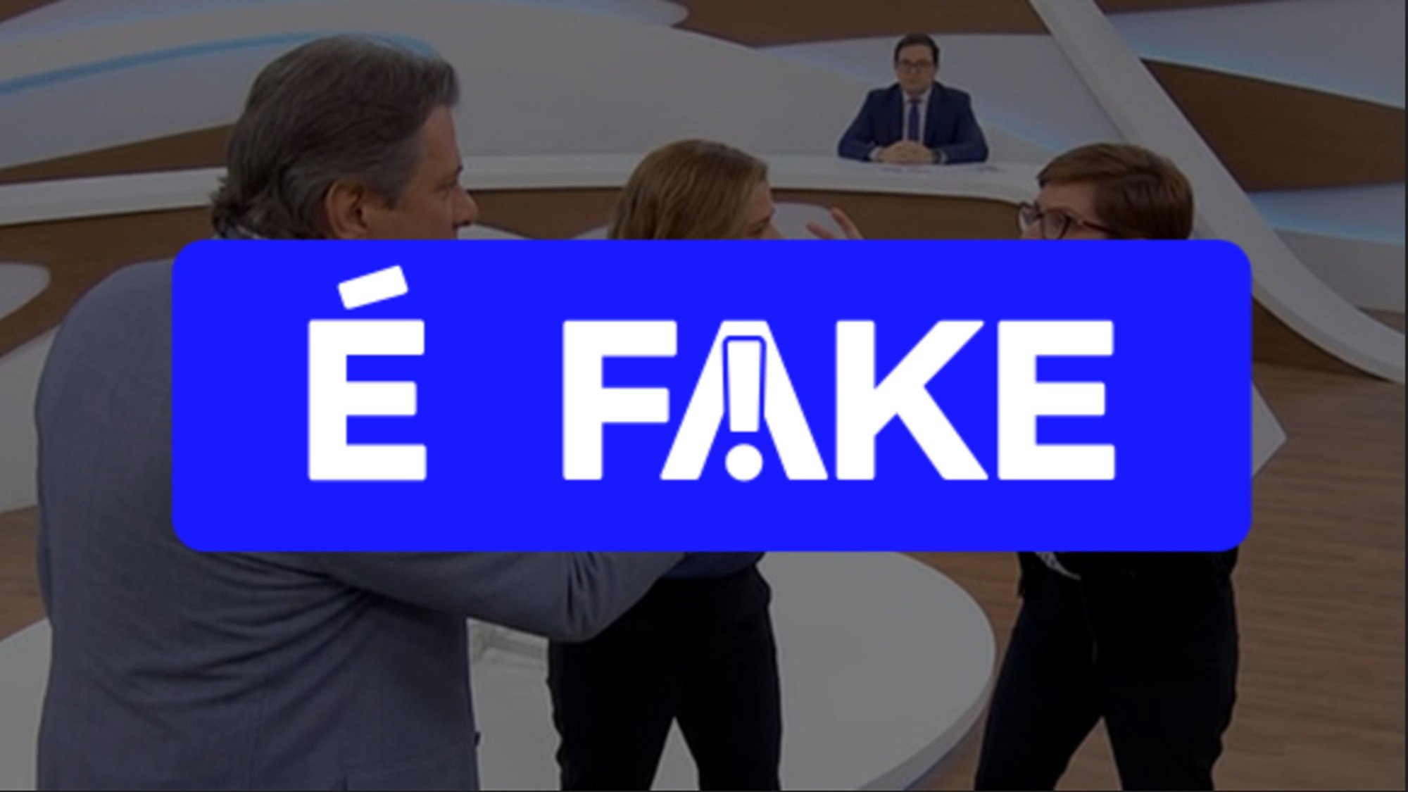 É #FAKE que Renata Lo Prete e Haddad brigaram em programa de TV; post usa IA e impulsiona site de investimento de alto risco