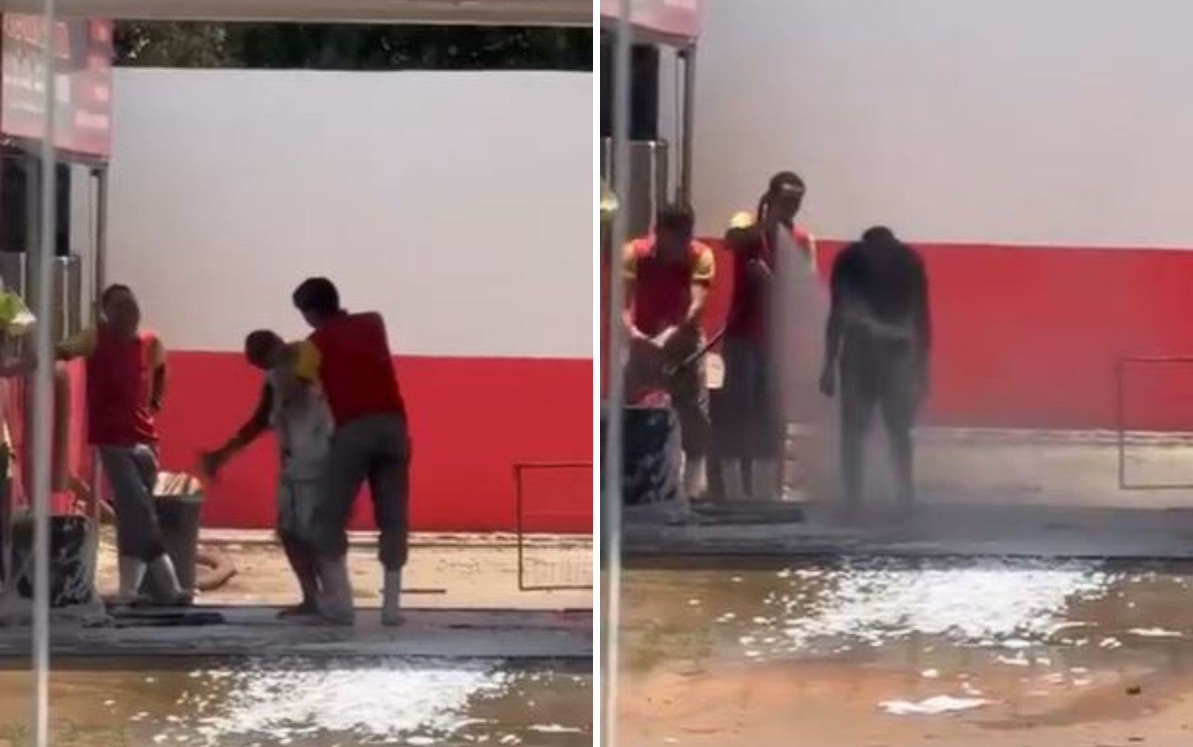 Homem toma banho em lava a jato de Trindade; vídeo