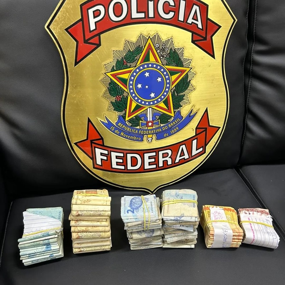 Dinheiro em espécie apreendido durante a operação — Foto: Divulgação/Polícia Federal