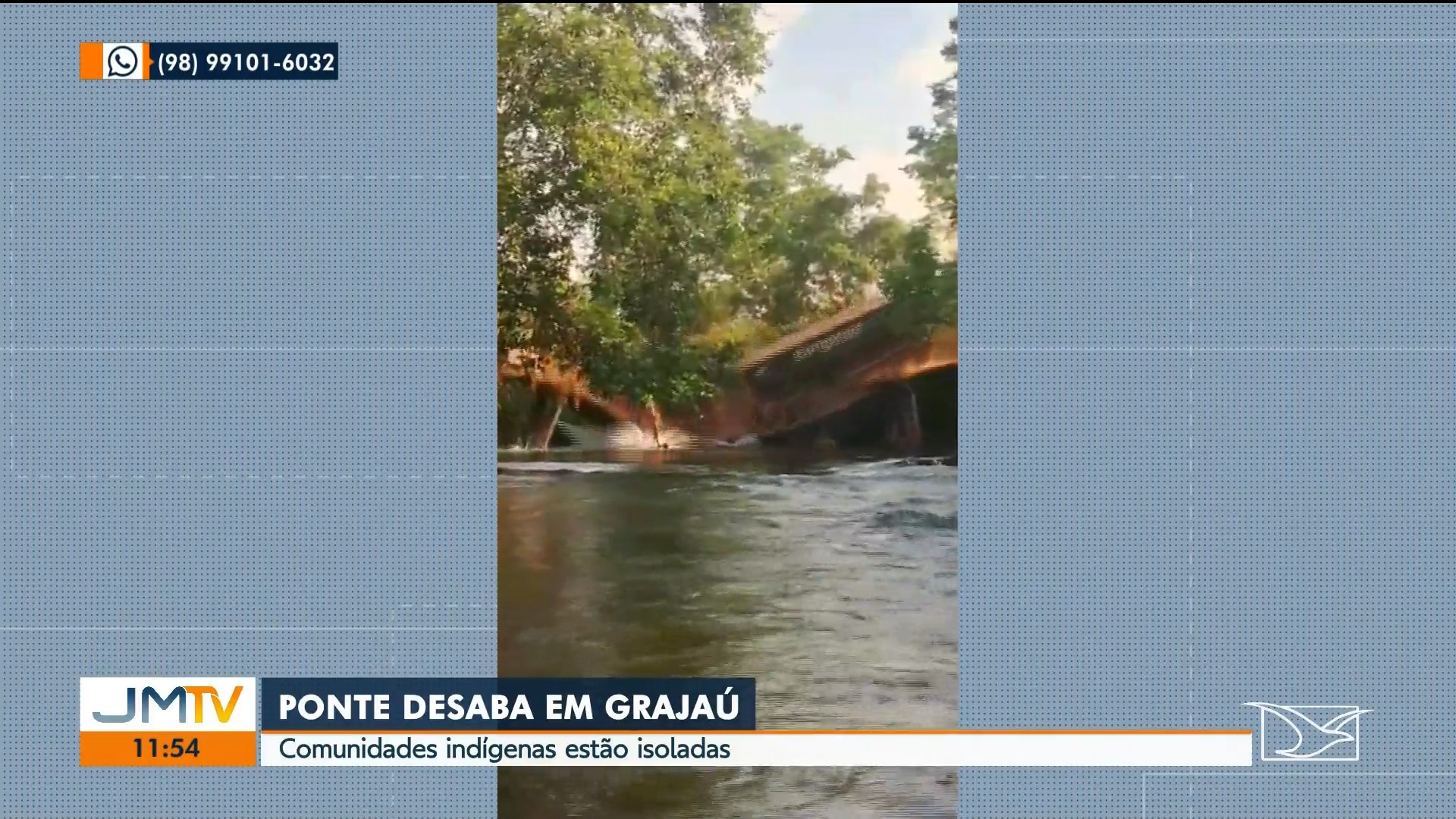 Caminhão com calcário cai no rio Mearim após ponte desabar em Grajaú