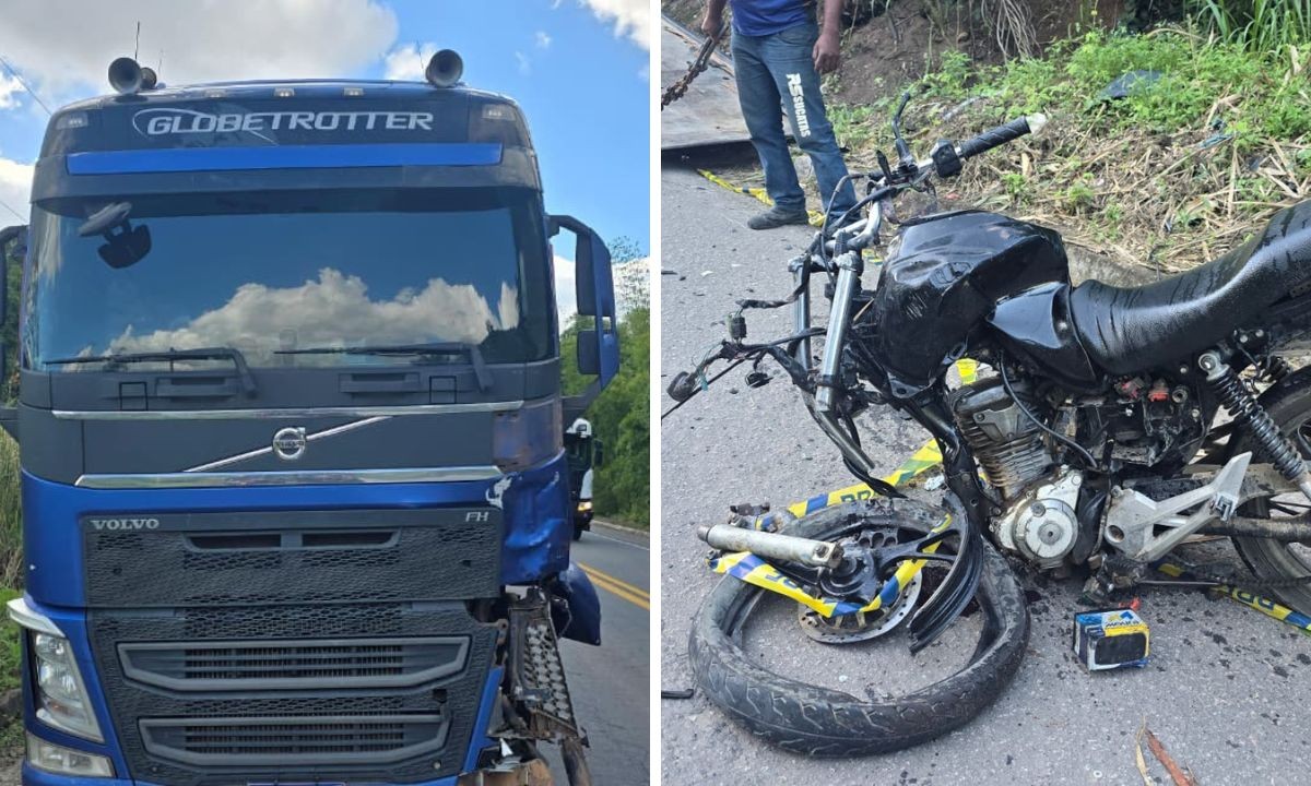 Homem morre após acidente entre caminhão e motocicleta no extremo sul da Bahia