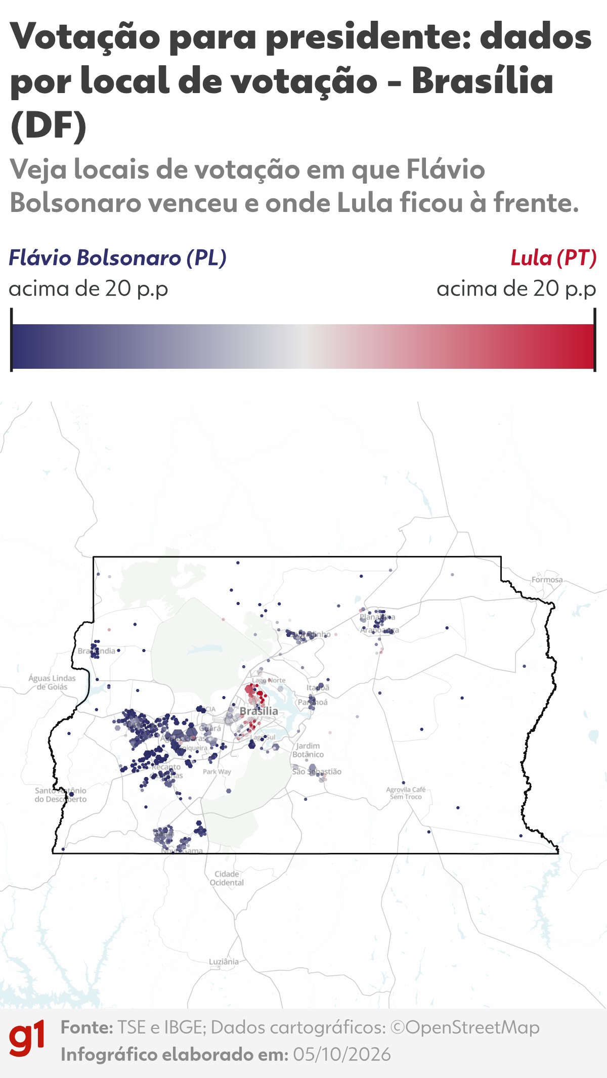 Mapa da votação para o governo do DF: veja os resultados por local de votação e zona eleitoral