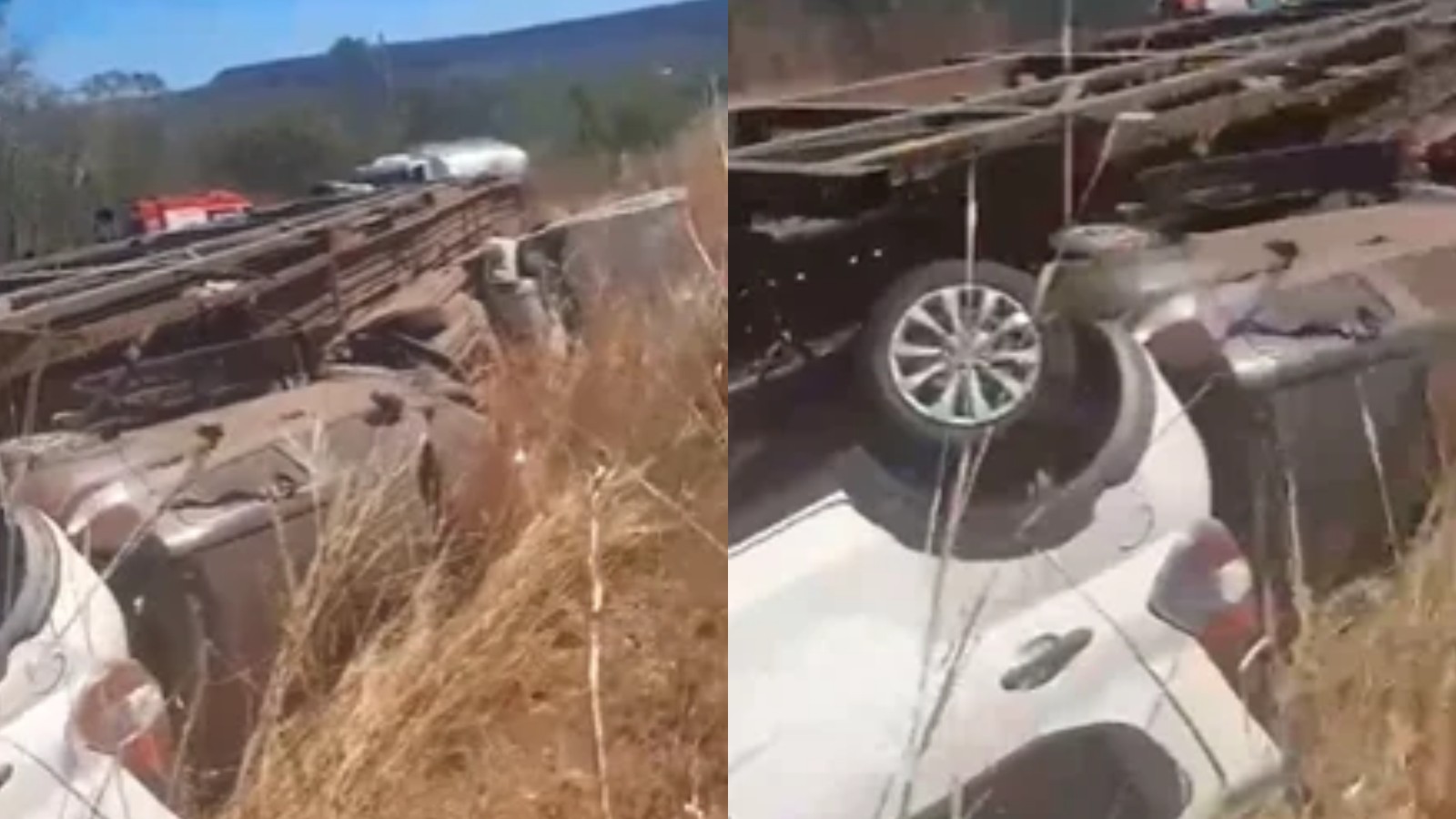 Caminhão-cegonha com 12 veículos tomba na BR-135 e deixa motorista ferido no PI