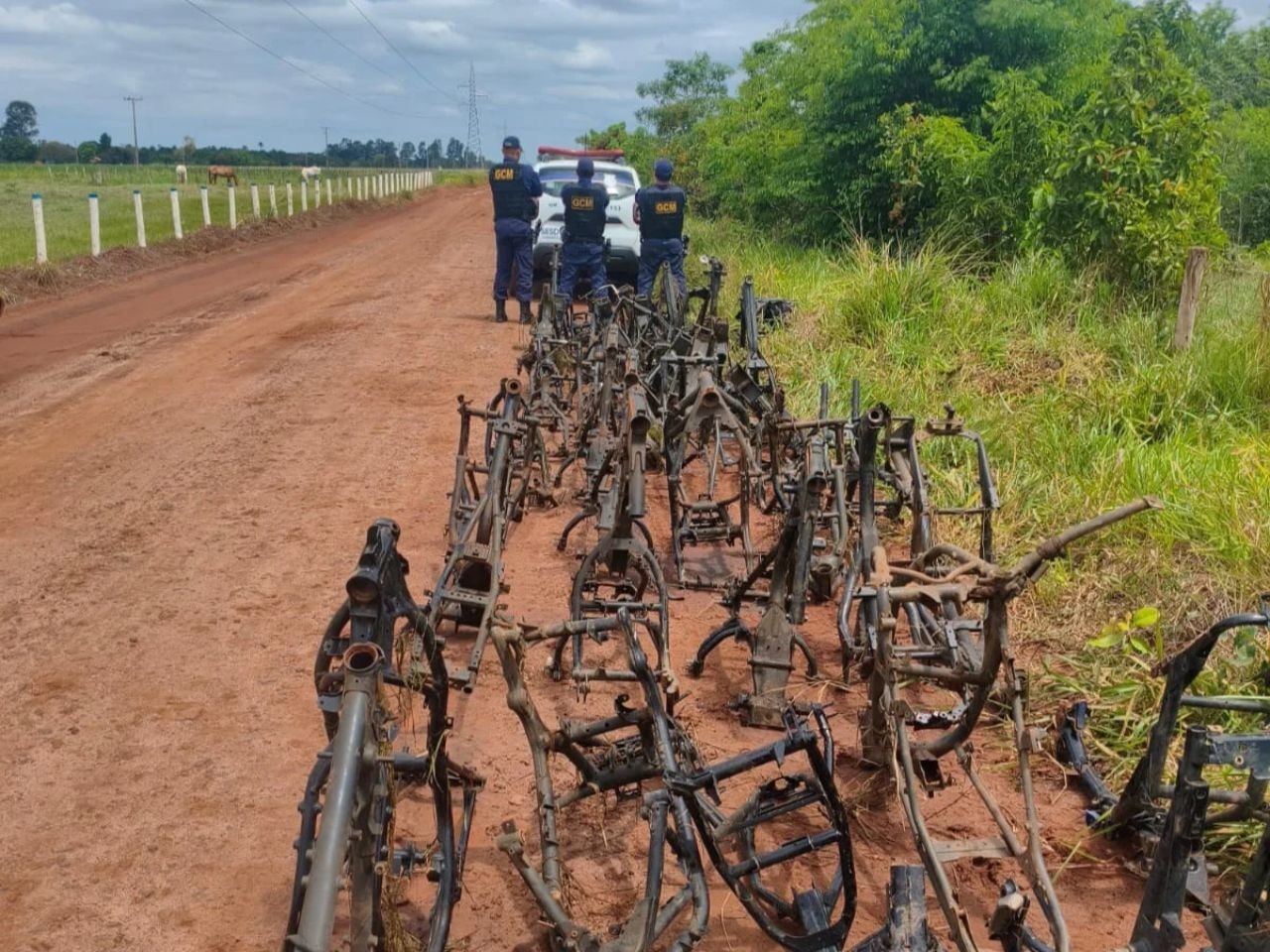 ‘Cemitério de motos’ em matagal escondia mais de 120 quadros em distrito de MS