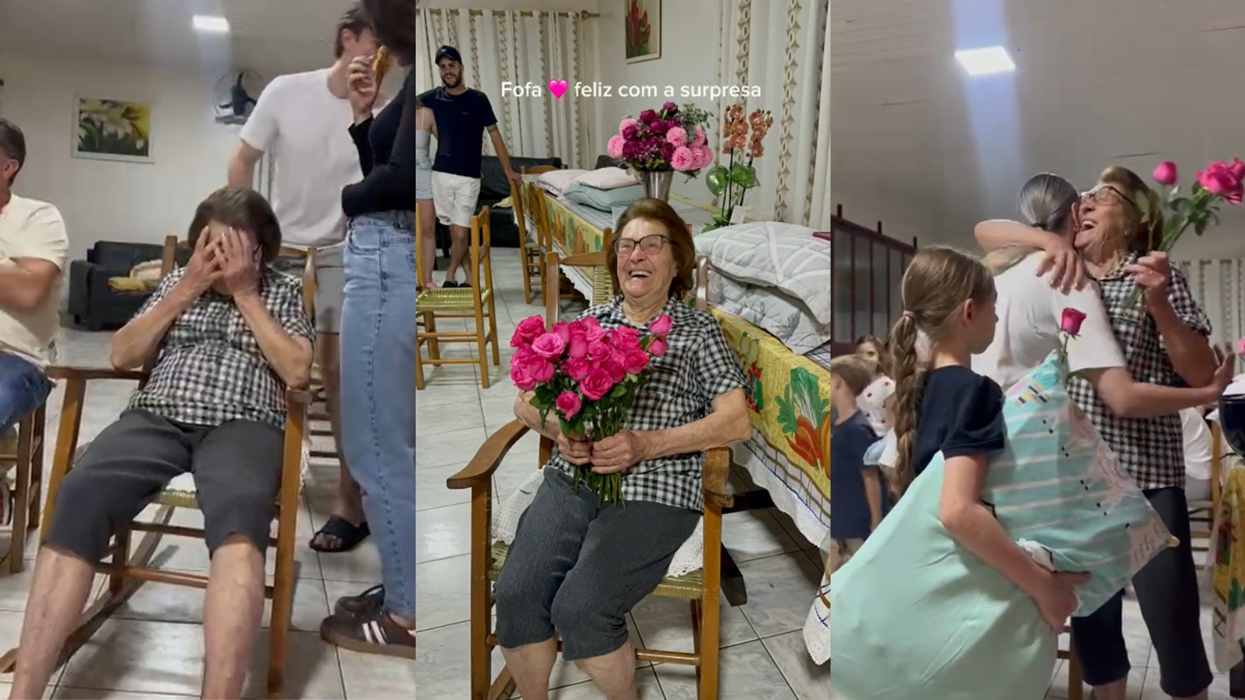 Mais de 30 netos e bisnetos fazem 'festa do pijama surpresa' para celebrar aniversário da avó, no PR: 'Comecei a me preocupar com a janta'