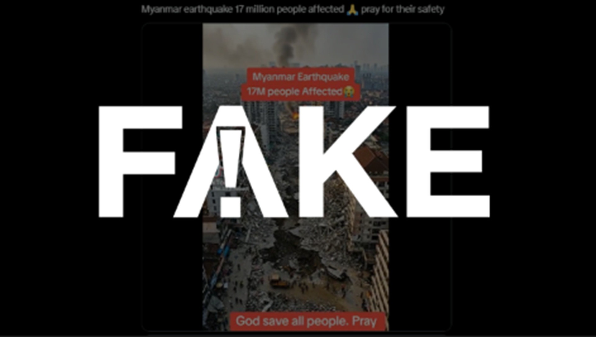 É #FAKE vídeo que mostra cratera gigantesca em Mianmar após terremoto