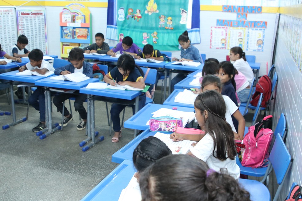 Sala de aula em escola de Manaus — Foto: Eliton Santos/Semed