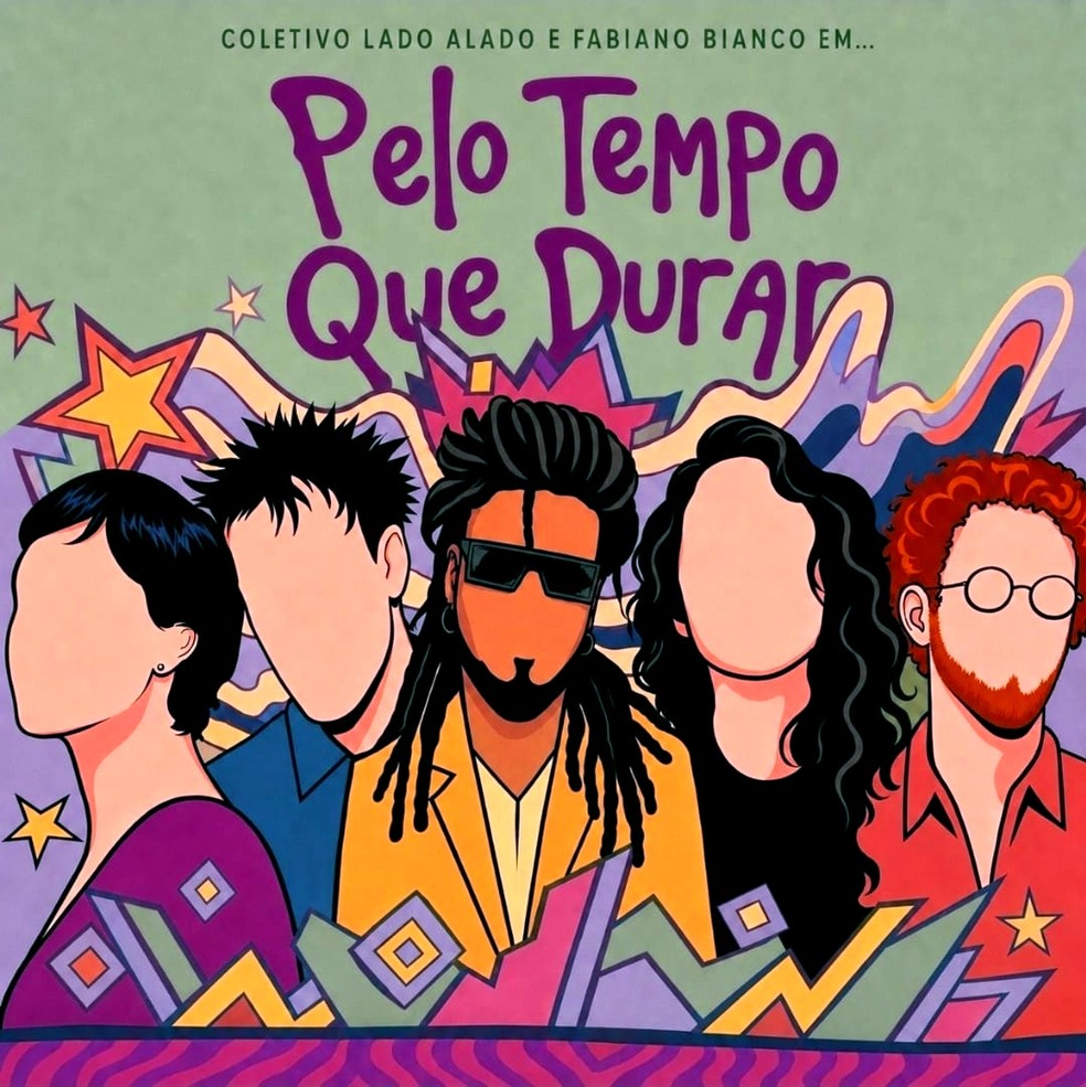 Capa do álbum 'Pelo tempo que durar', do coletivo Lado Alado — Foto: Arte de Manu Santos