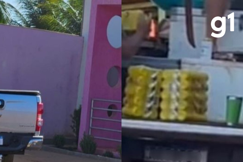 Veículo público em frente a uma clínica de estética e transportando bebidas alcoólicas — Foto: Polícia Civil