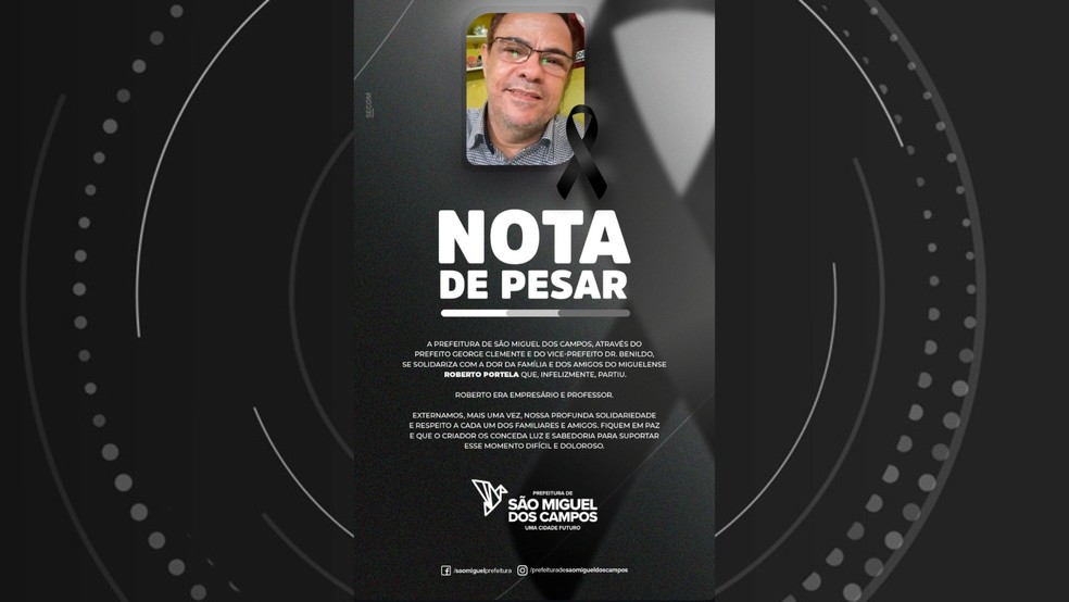 Empresário Roberto Portela é assassinado em São Miguel dos Campos, Alagoas — Foto: Reprodução/Redes Sociais