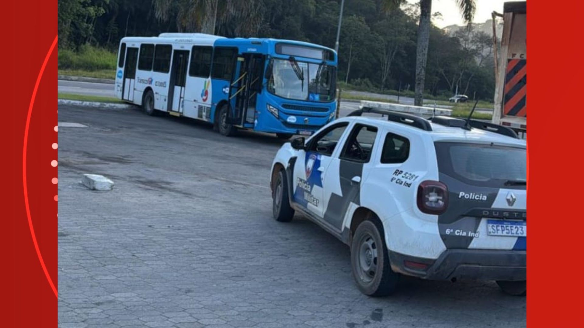 Ônibus do Transcol é furtado na Serra, suspeito dirige até Marechal Floriano e é detido após parar para descansar