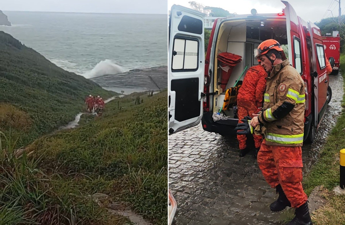 Casal argentino fica ferido ao ser atingido por onda enquanto tirava fotos em costão de Búzios