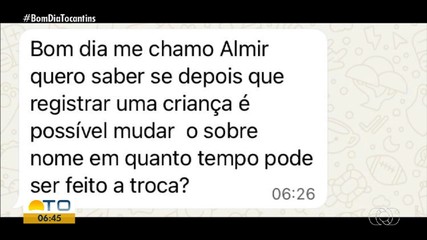 Telespectadores tiram dúvidas sobre as regras para mudança de nome no cartório