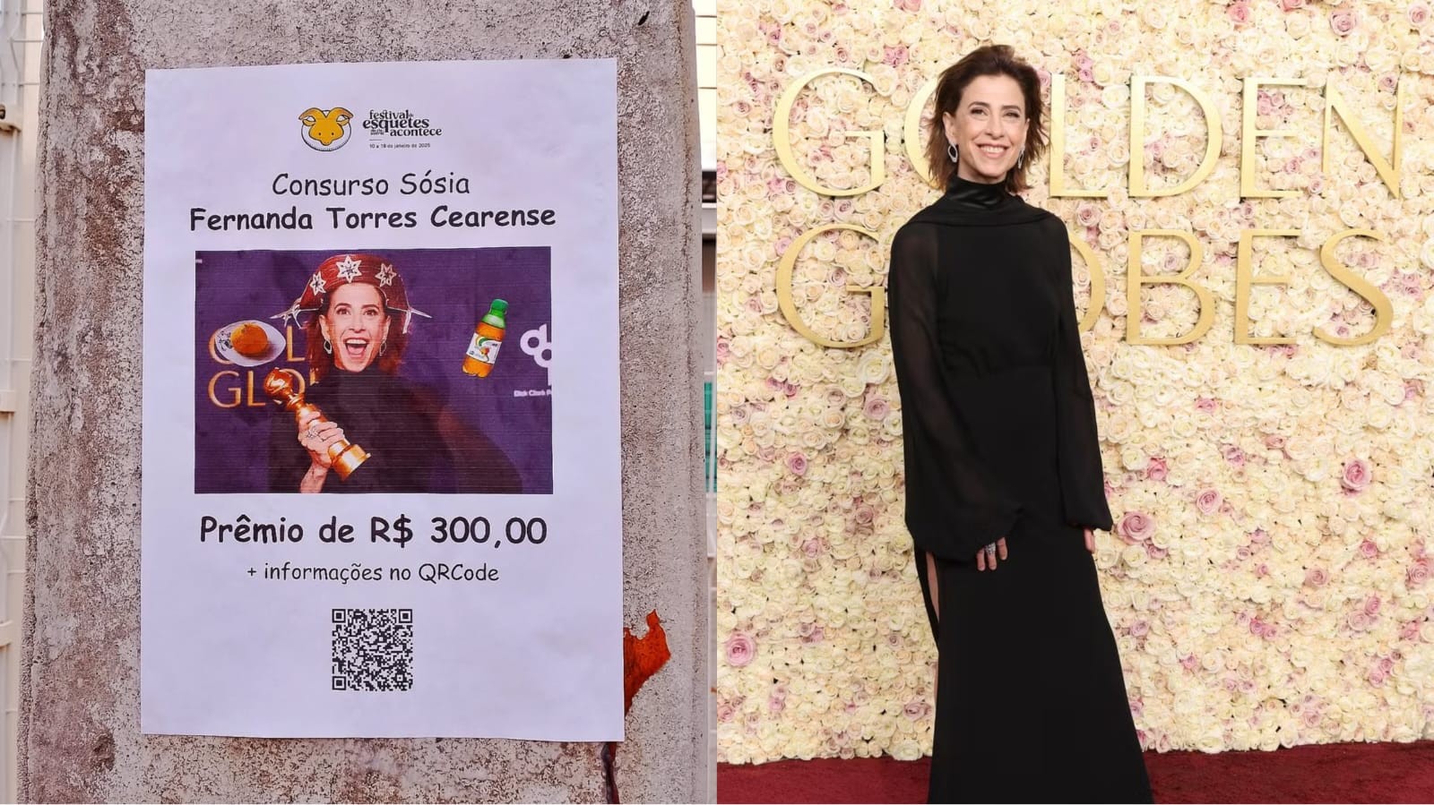 Fernanda Torres vira tema de concurso de sósias após ganhar o Globo de Ouro, em Fortaleza 