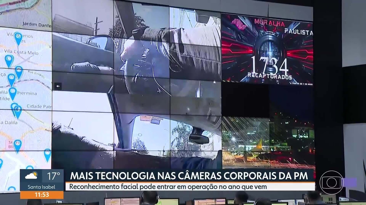 Câmeras corporais de PMs passarão a fazer reconhecimento facial e leitura de placas de veículos