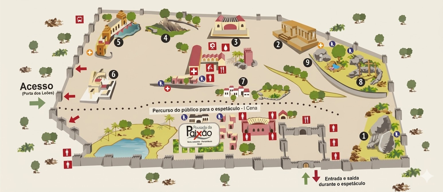 Paixão de Cristo em Nova Jerusalém leva público a caminhar por 9 cenários; veja como é o percurso