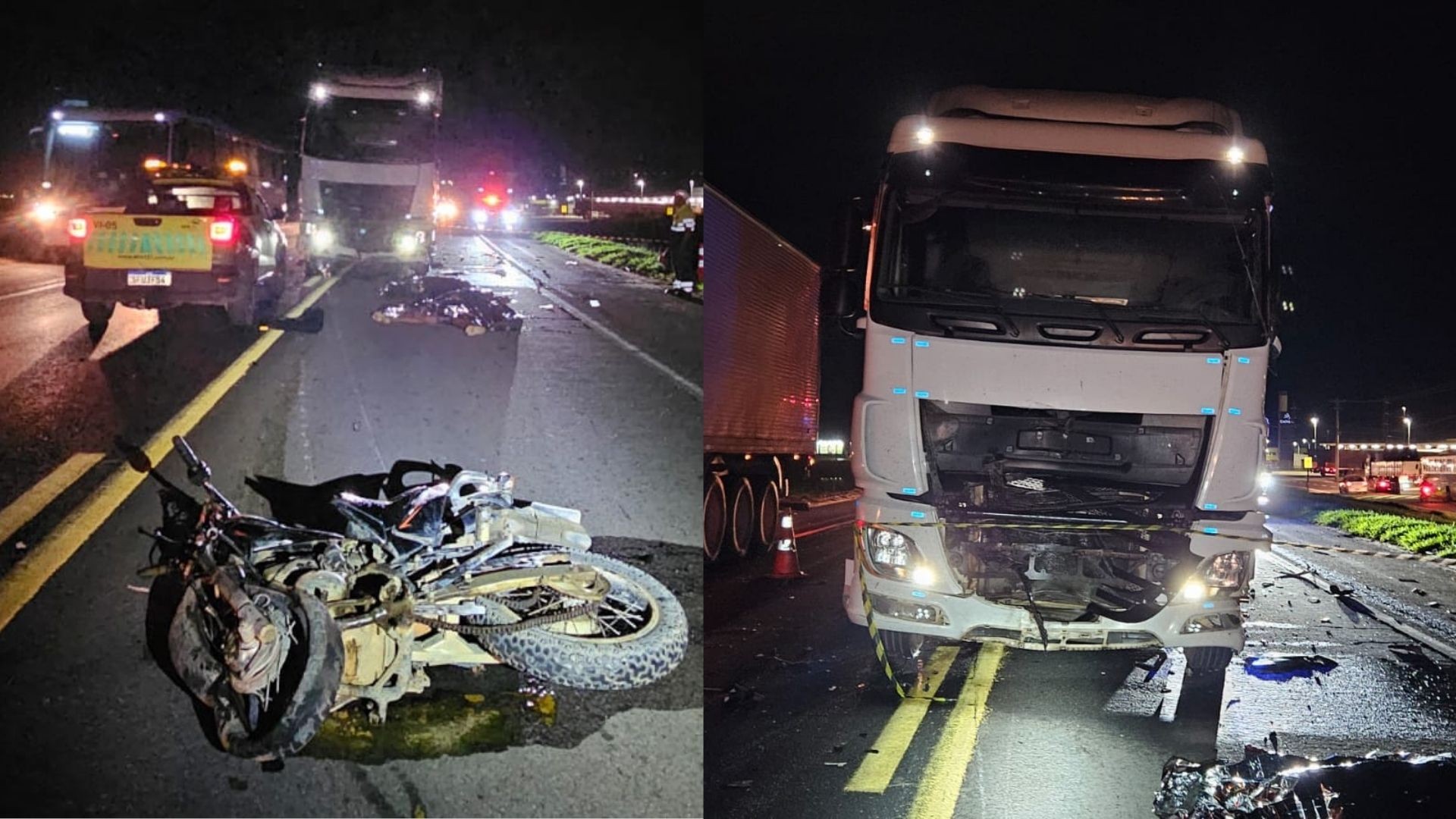 Moto bate de frente com caminhão e piloto e passageiro morrem na BR-101, em Linhares