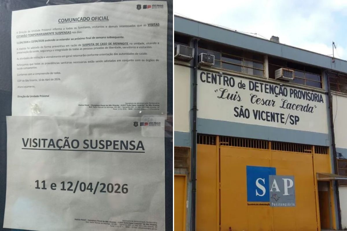 Preso morre com meningite bacteriana e visitas são suspensas no CDP de São Vicente, diz SAP