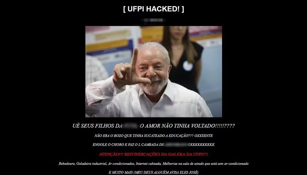 Site oficial da UFPI sofre invasão após ocupação da reitoria por estudantes — Foto: Reprodução