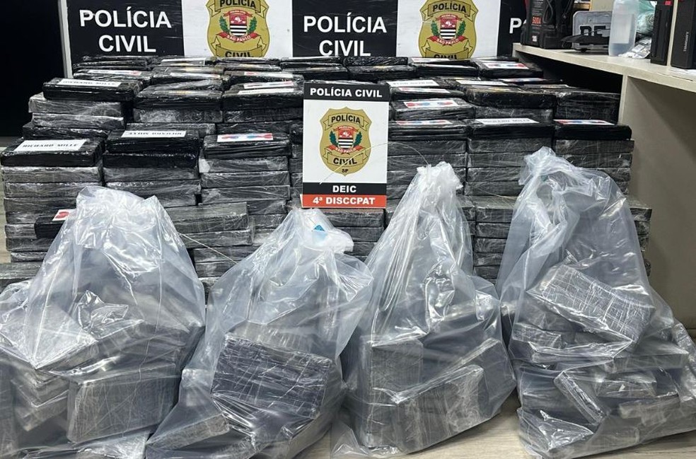 Cocaína apreendida em sítio em Aguaí (SP) — Foto: Deic e SSP/Divulgação