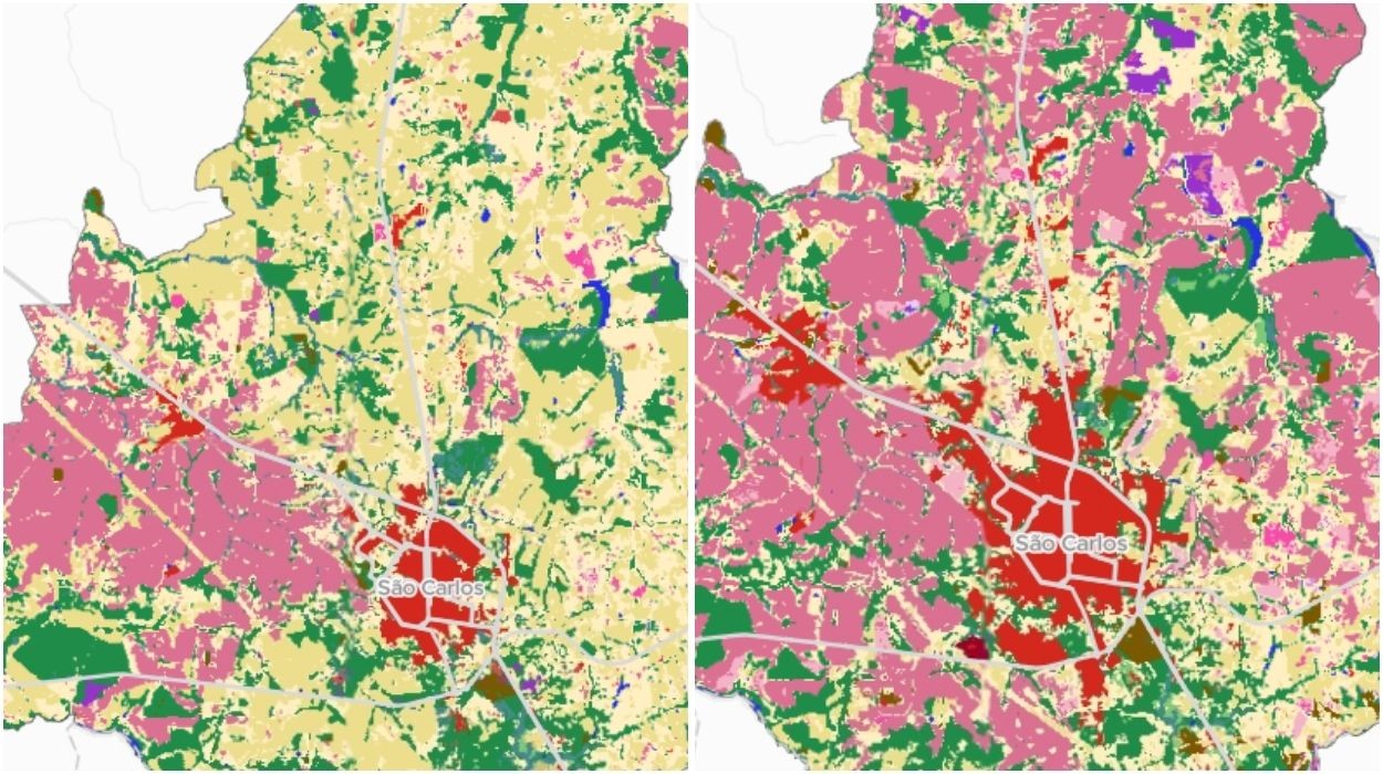 Mais concreto e menos áreas verdes em 40 anos: satélites mostram evolução urbana de São Carlos, Araraquara e Rio Claro