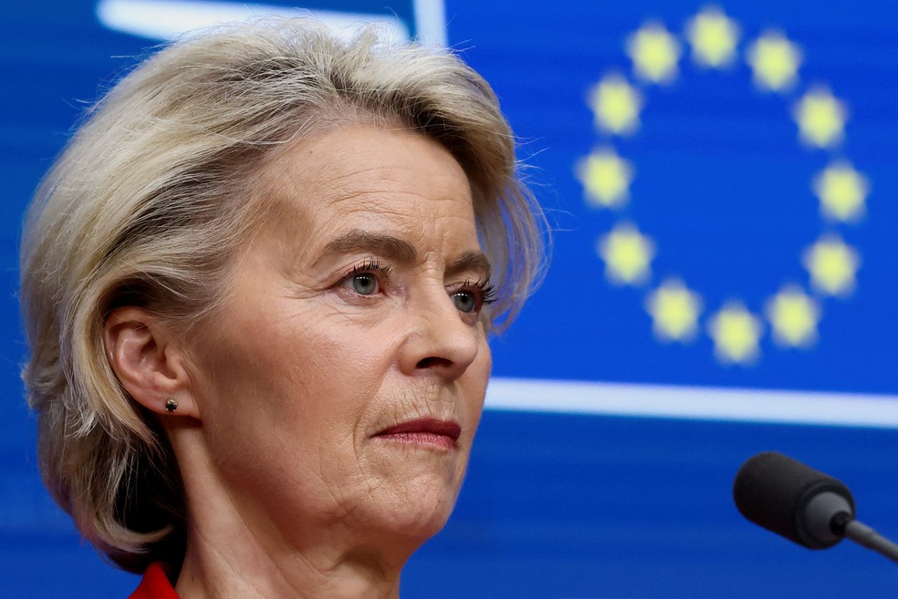 A presidente da Comissão Europeia, Ursula von der Leyen, em 23 de janeiro de 2026 — Foto: REUTERS/Yves Herman