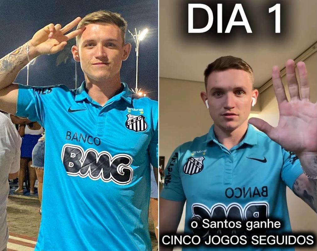 Torcedor viraliza com promessa de não cortar o cabelo até o Santos FC ganhar cinco jogos consecutivos; VÍDEO