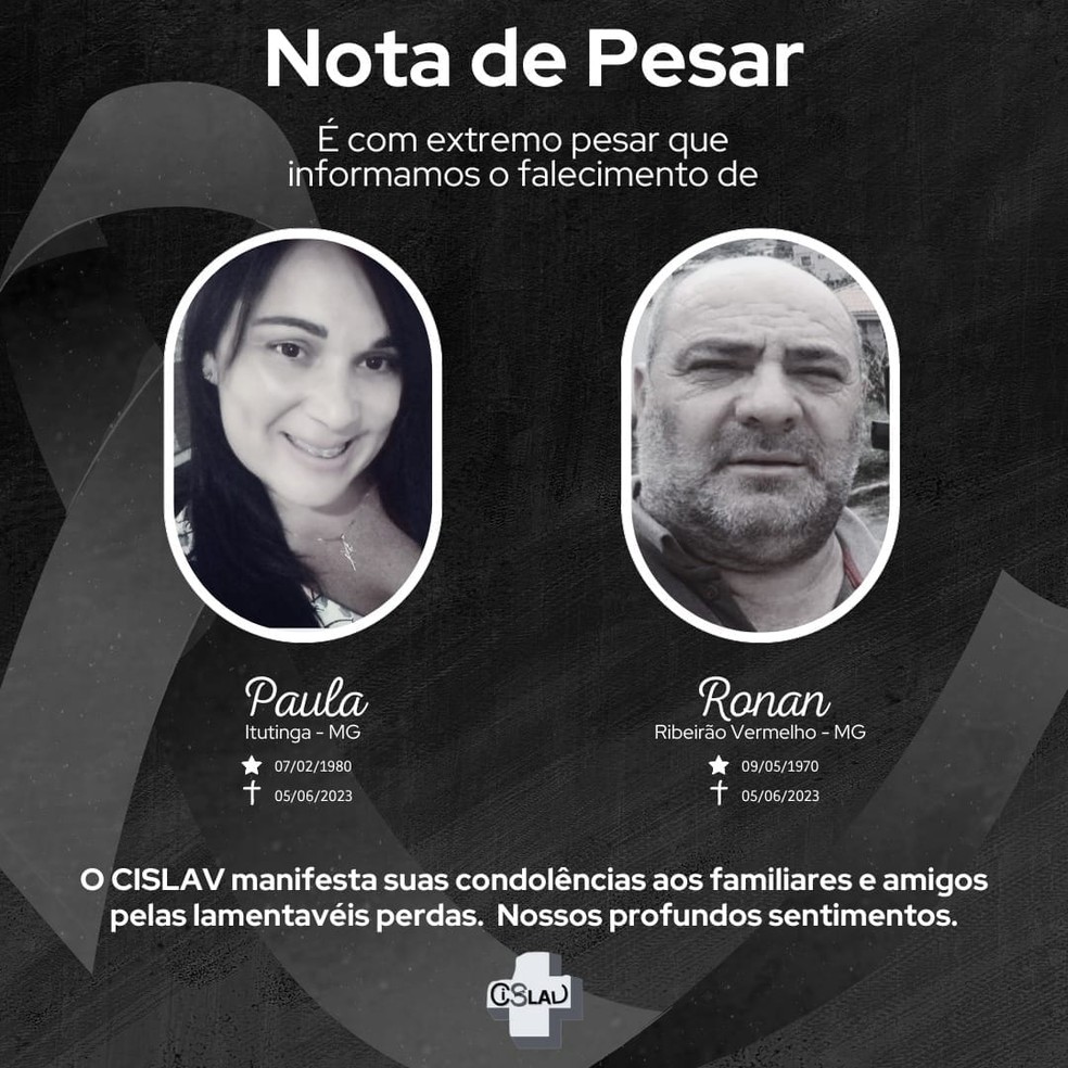 Consórcio divulga nota de pesar por mortes em acidente envolvendo micro-ônibus da Saúde em Nazareno — Foto: Reprodução