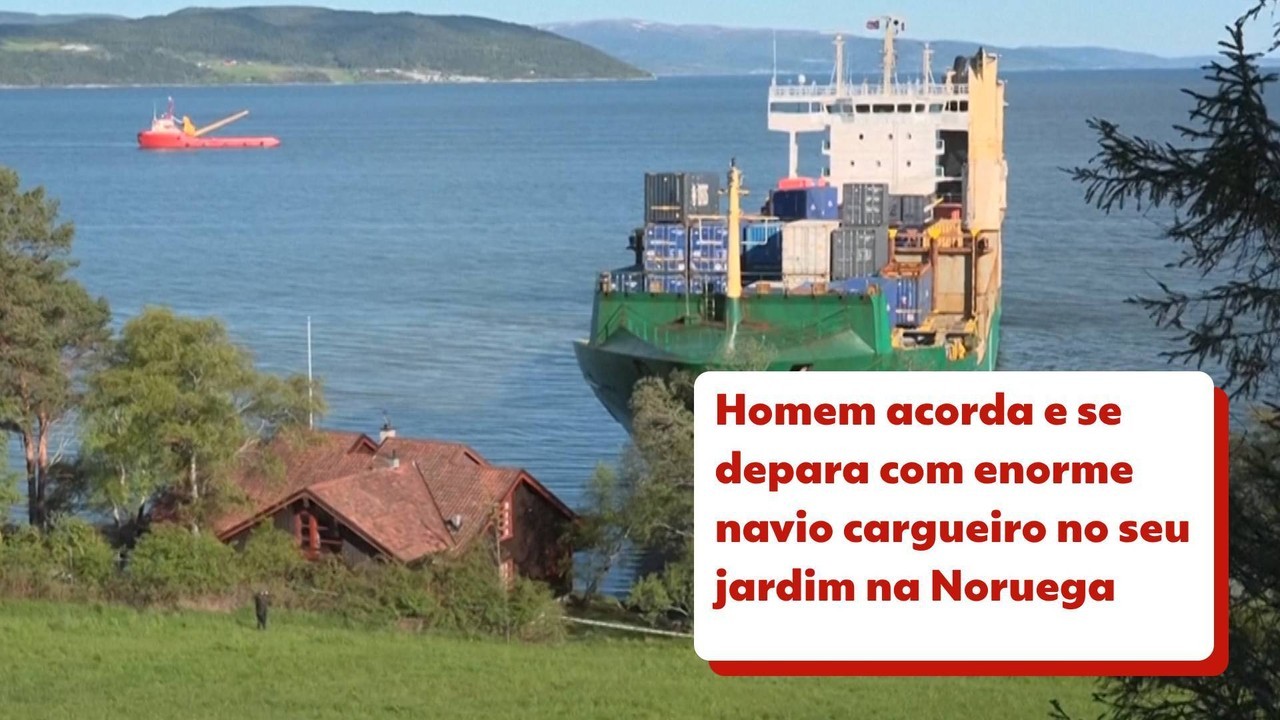 VÍDEO mostra navio cargueiro 'atracado' em jardim de casa na Noruega  