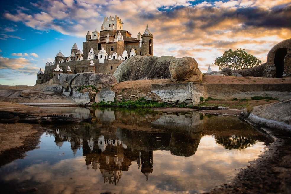 Por do sol no Castelo de Zé dos Montes, em Sítio Novo, no RN — Foto: Leandro Santos