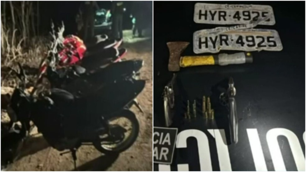 Dois criminosos morrem em troca de tiros com policiais no interior do Ceará — Foto: TV Verdes Mares/Reprodução