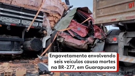 Dois homens morrem em engavetamento envolvendo seis veículos na BR-277, em Guarapuava - Programa: G1 PR 