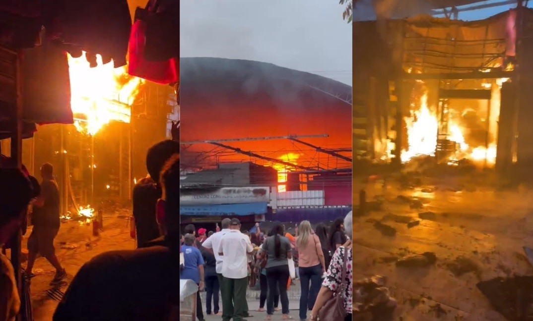 Incêndio atinge Centro Comercial de Passagem, em João Pessoa; VÍDEO