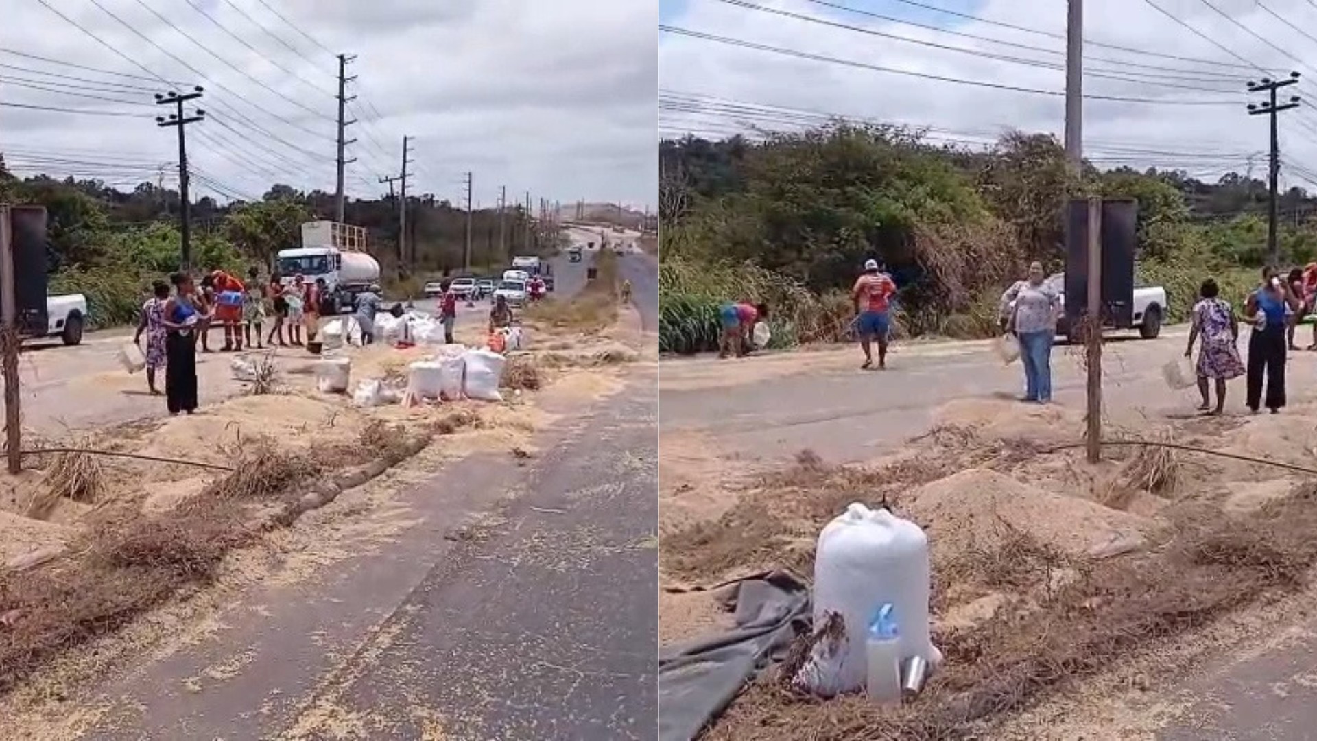 Carreta tomba e derrama soja na BR-135, próximo ao Porto do Itaqui, em São Luís