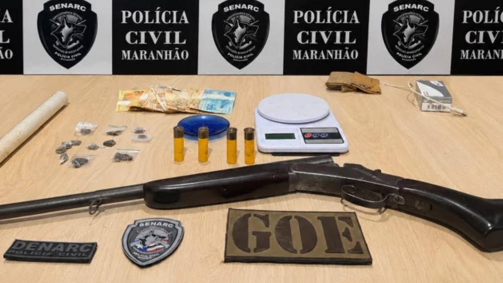 Polícia apreende drogas, espingarda e 32 munições em Timon e Parnarama, no MA — Foto: Divulgação/Polícia Civil do Maranhão