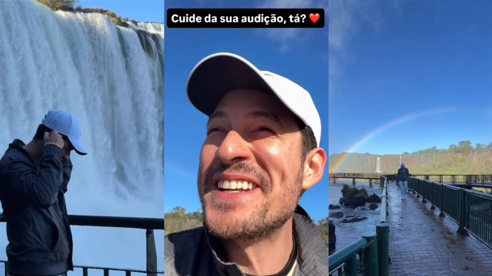Influenciador ouve som das Cataratas do Iguaçu pela primeira vez — Foto: Franklin Medrado