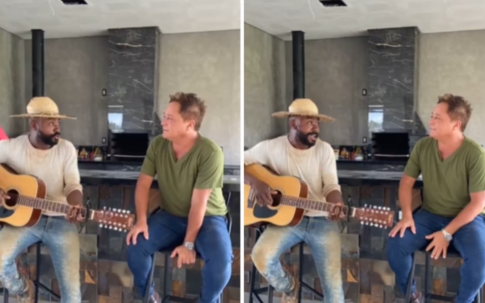 Mestre de obras canta com Leonardo em construo de Goinia  Foto: Reproduo/Redes Sociais
