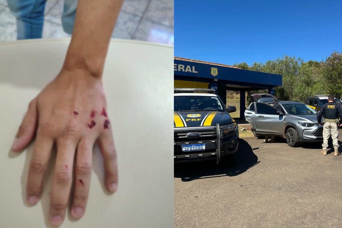 Homem pula de carro em movimento em frente a base da PRF para escapar de sequestro no Paraná