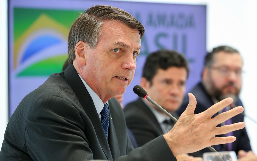 O presidente Jair Bolsonaro durante reunião do dia 22 de abril, citada por Moro em depoimento — Foto: Marcos Corrêa/PR