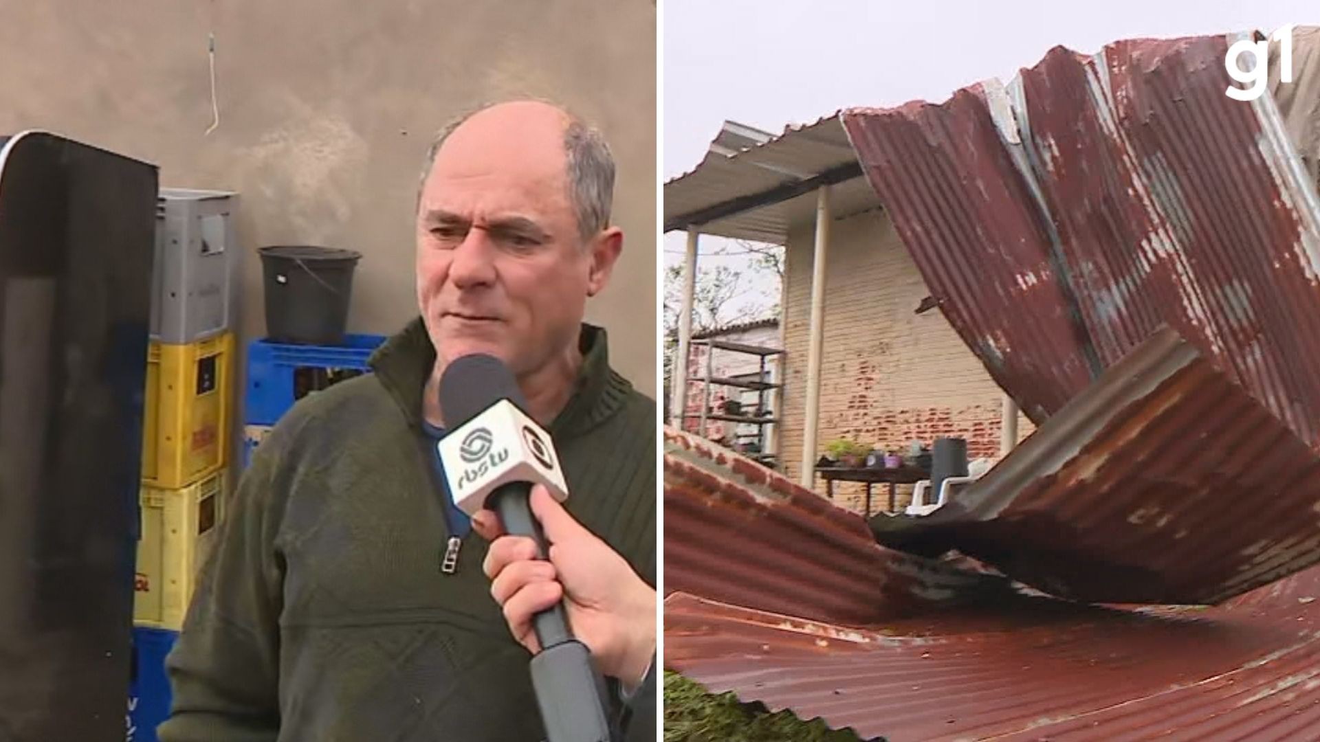 Temporal com vento e granizo causa estragos e atinge centenas de moradores no RS: 'Tudo destruído', diz comerciante