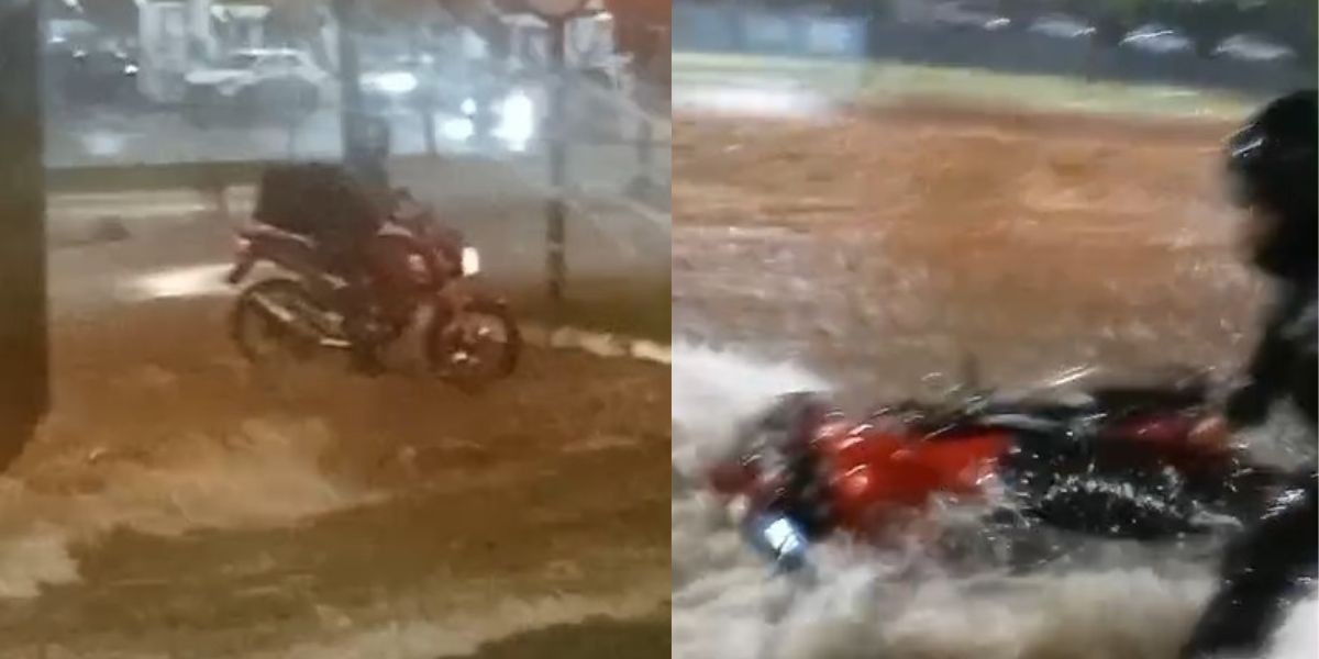 Chuva de quase 80 mm provoca  alagamentos e arrasta moto em avenidas de Bauru
