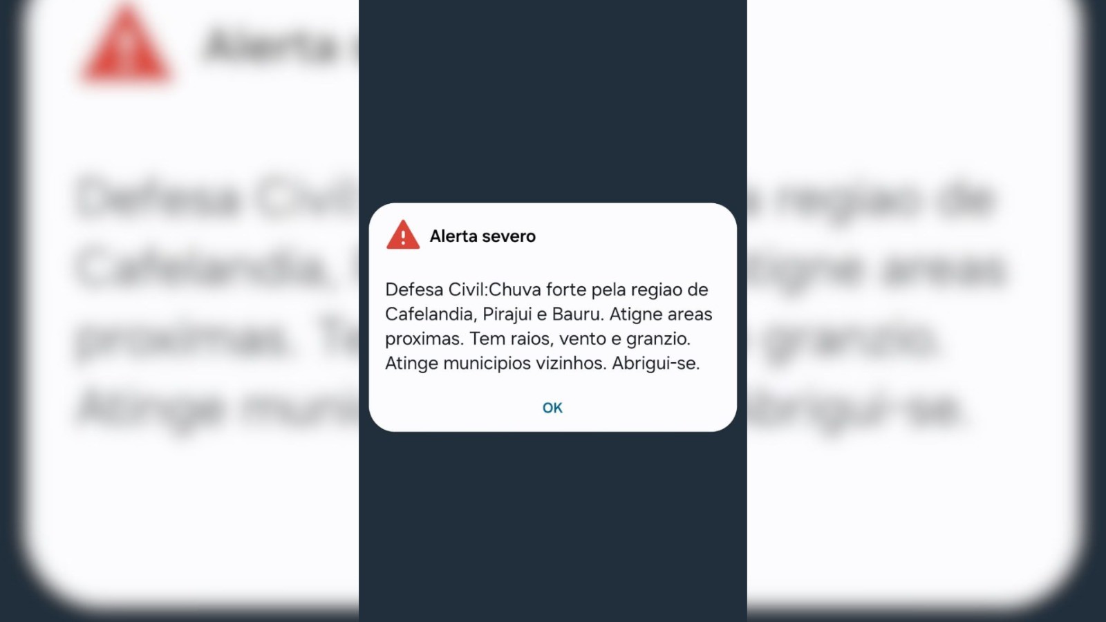 Defesa Civil emite alerta sobre chuva forte e granizo em Bauru e região