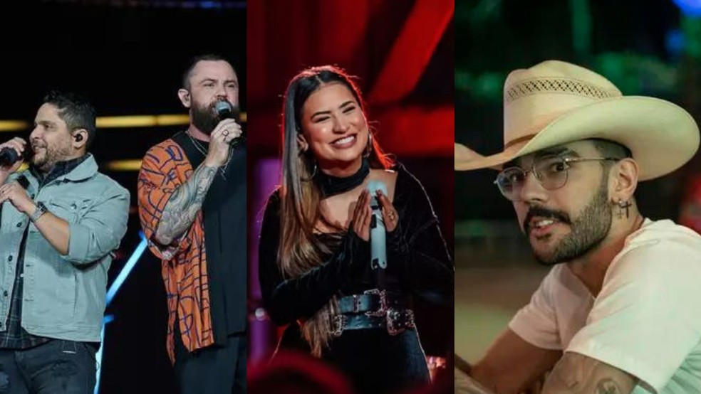Jorge e Mateus, Simaria Mendes e Luan Pereira estarão no Araxá Rodeio Show 2024 — Foto: Arte g1