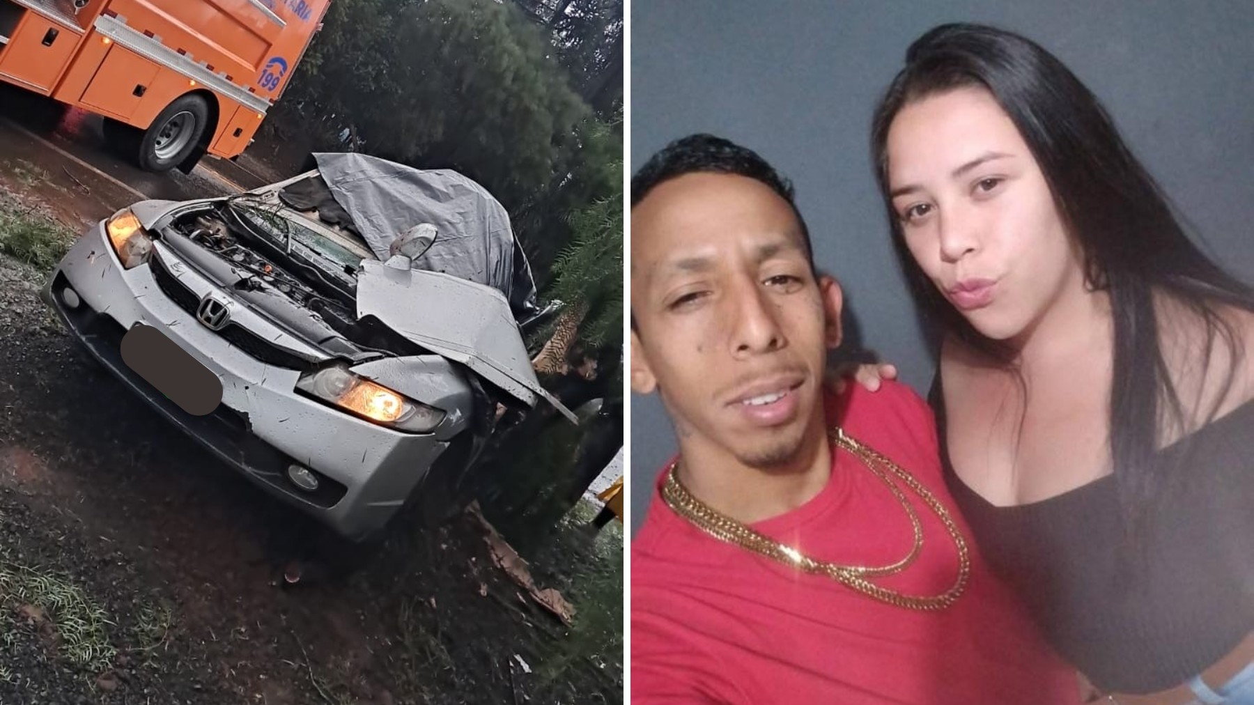 Casal morre após carro aquaplanar na chuva, capotar em rodovia e bater em árvore, no Paraná