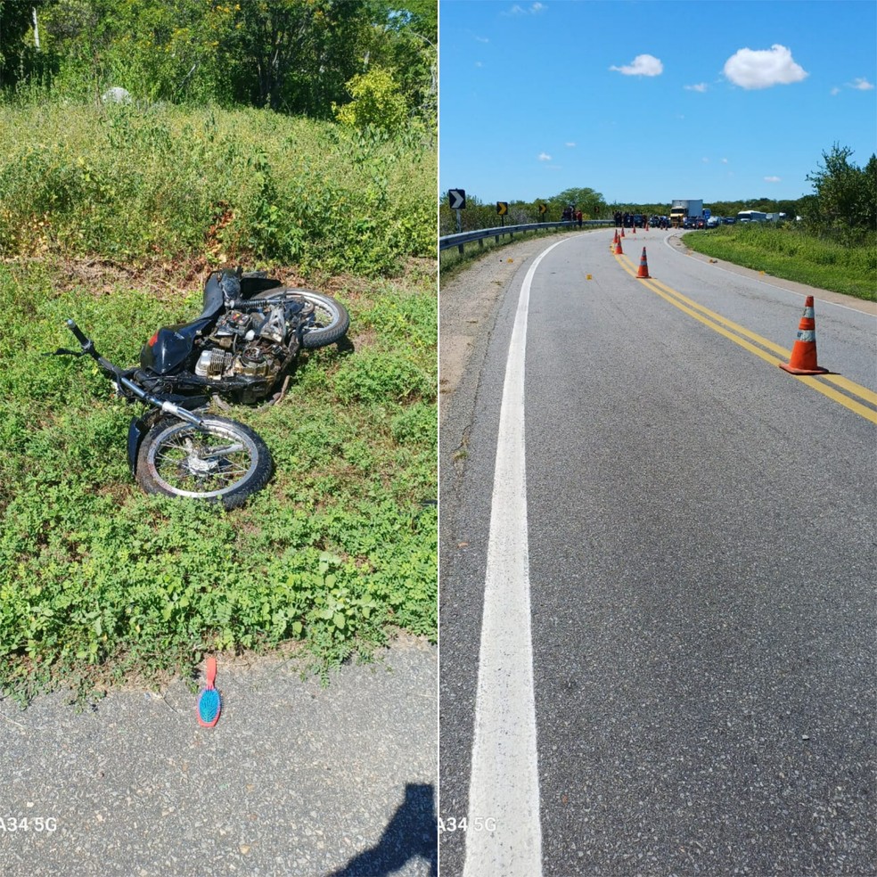Acidente na BR-247 em Caicó deixou um motociclista morto — Foto: Divulgação/PRF