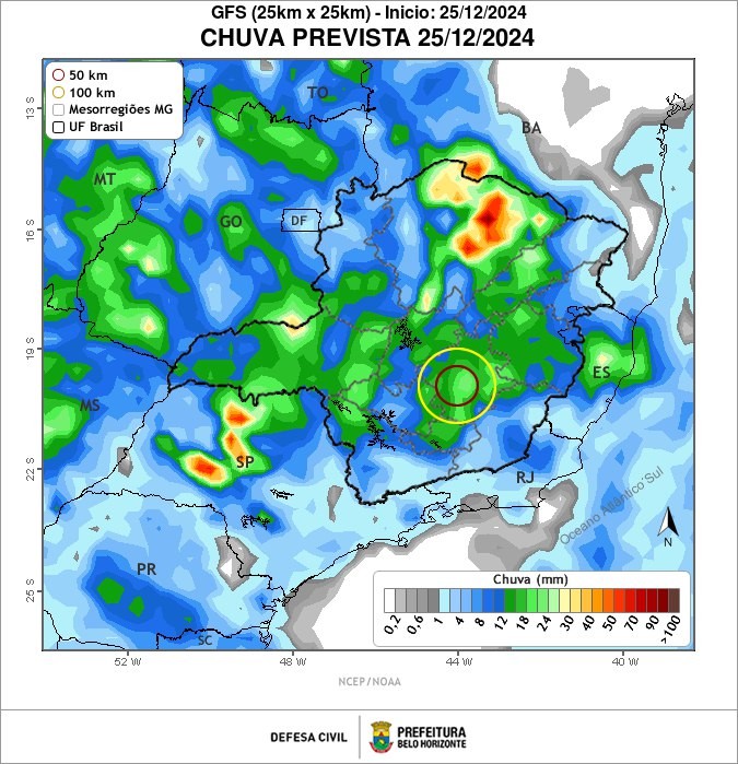 Após temporal, Belo Horizonte tem previsão de mais chuva forte nesta quarta-feira de Natal