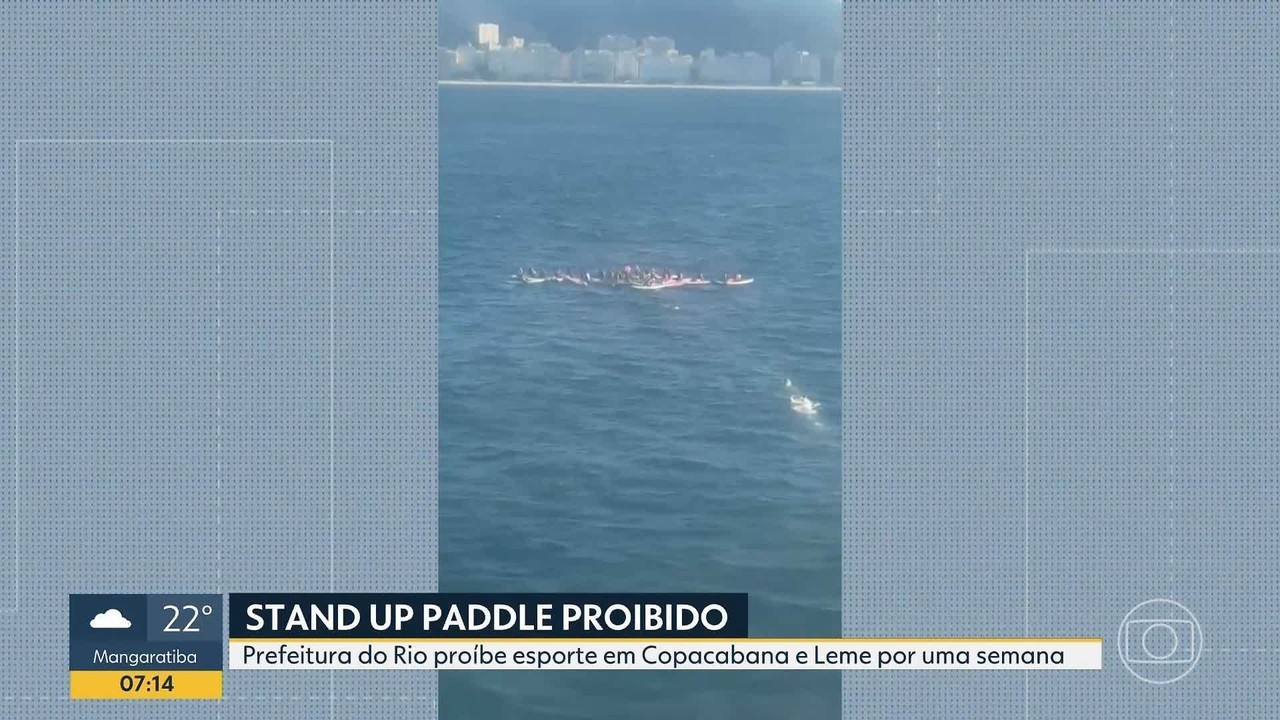 Prefeitura do Rio proíbe a prática de stand up paddle nas praias de Copacabana e no Leme por uma semana