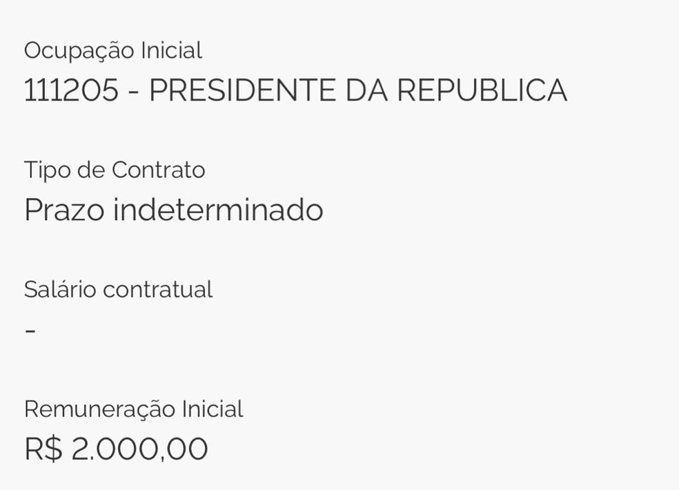 Gerson Paulino está cadastrado como presidente da República no município de Areia, na Paraíba — Foto: TV Cabo Branco/Reprodução