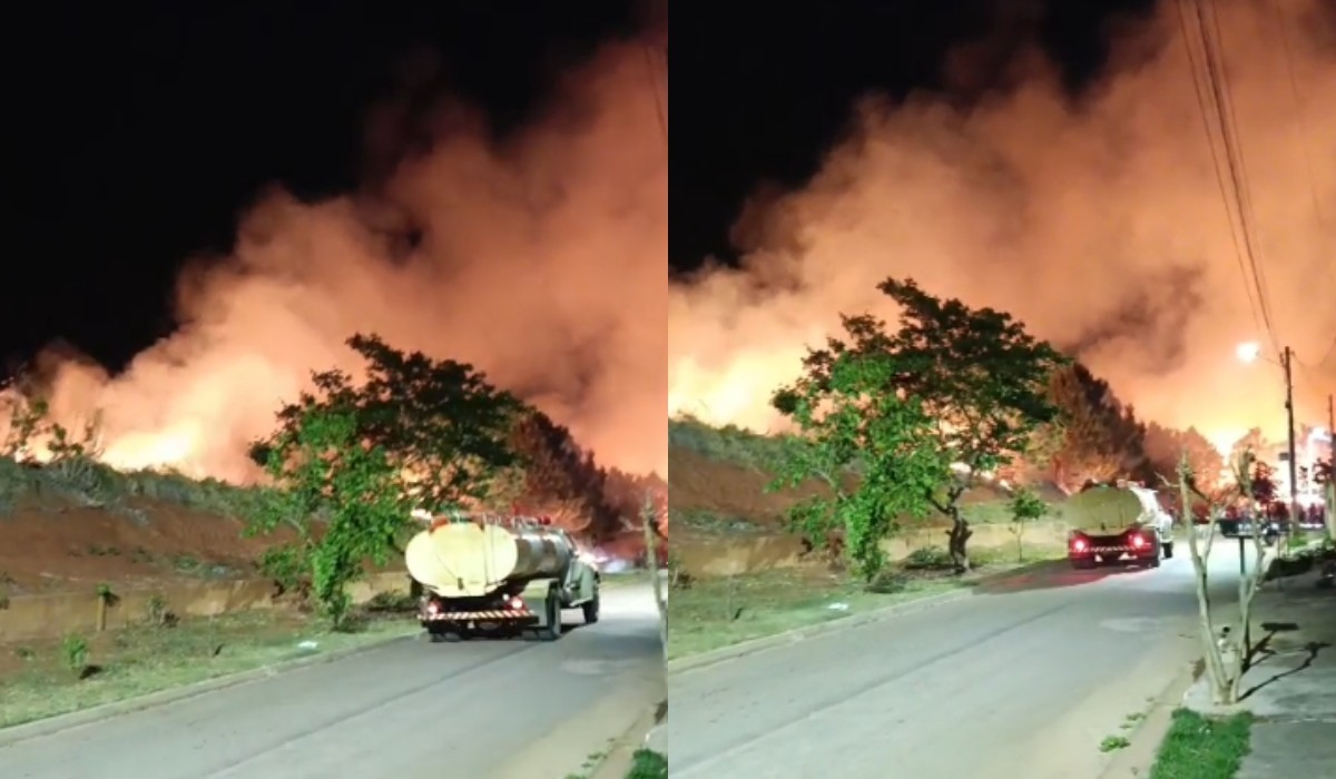 Canavial pega fogo ao lado de conjunto habitacional em Guareí